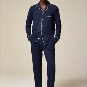 Navy Pajama Set with White Trim